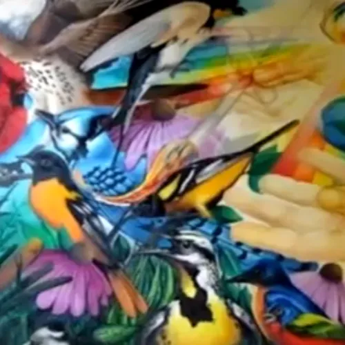 World with Birds Painting