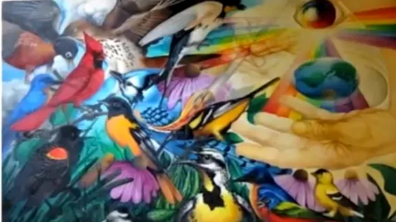 World with Birds Painting